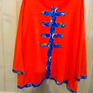 NEW Retro Flannel Jacket 3X Orange/ Blue Print Trim